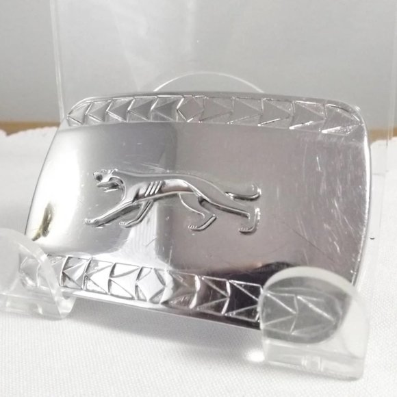 Shiny Chrome Silver-Tone Jaguar Belt Buckle - Picture 2 of 10